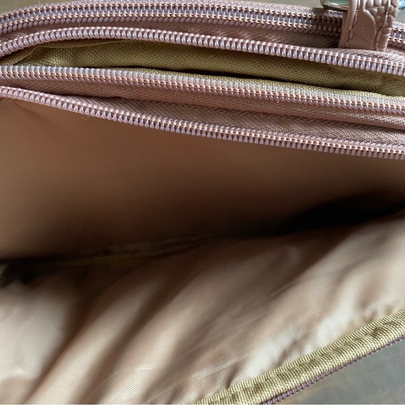 Multi Sac Purse Floral Embossed Crossbody Bag Tan Adjustable Strap Zip Pockets - Picture 4 of 15